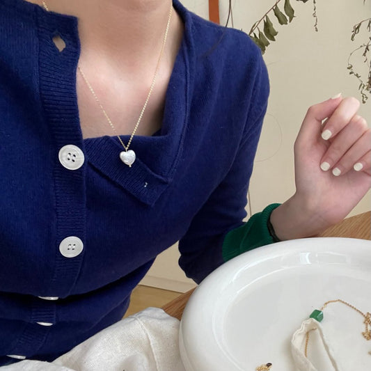 Pearl Aura Heart Baroque Pearl Necklace – 14K Gold Filled | Elegant Minimalist Pendant (42cm)