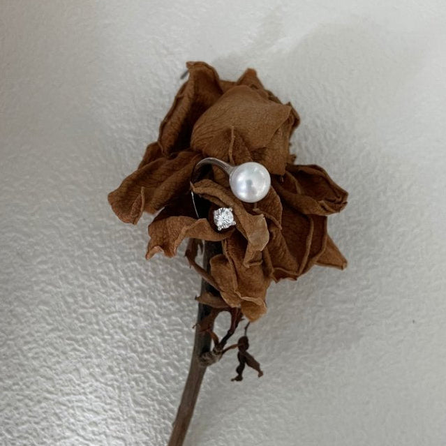 Pearls Aura Open Pearl Ring – 925 Sterling Silver | Adjustable Design with Natural Pearl (8–9mm)