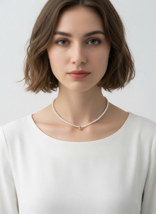 Pearls Aura Swarovski Baby Pearl Necklace – 14K Gold Filled Jingle Pendant