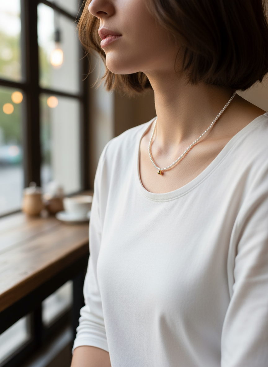 Pearls Aura Swarovski Baby Pearl Necklace – 14K Gold Filled Jingle Pendant