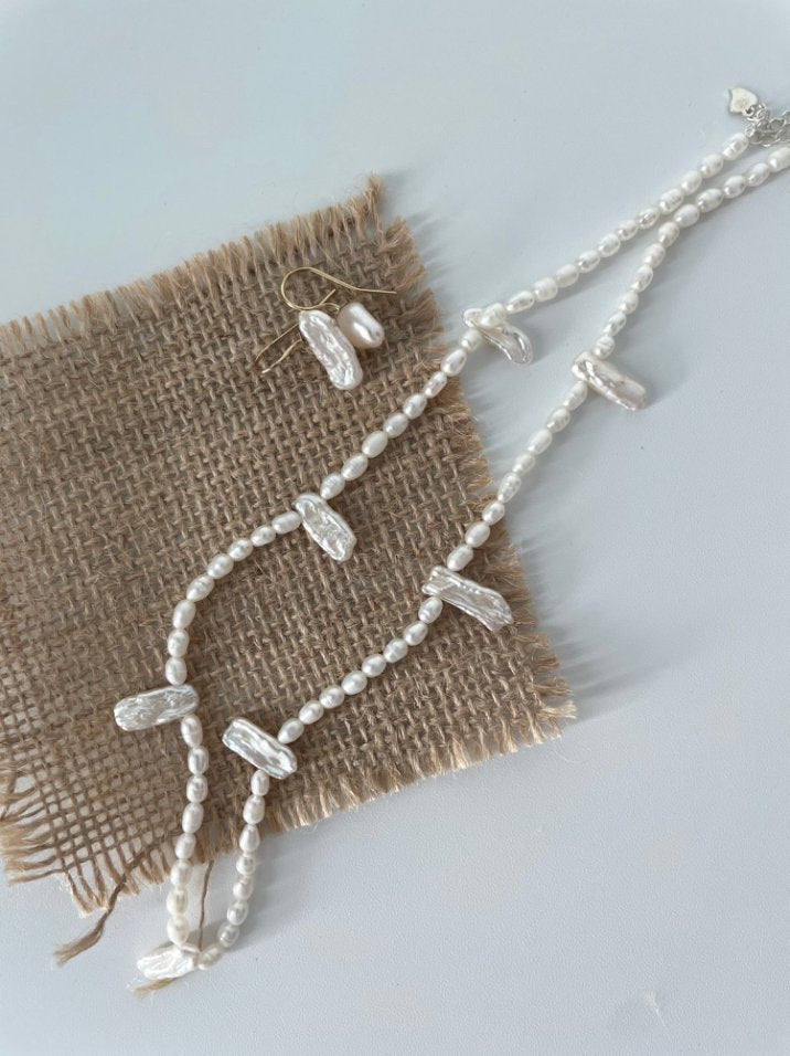 Pearls Aura Baroque Lace Pearl Necklace – Natural Freshwater Pearls & 925 Sterling Silver | Elegant French Style