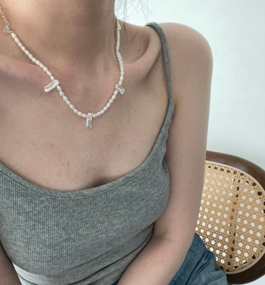 Pearls Aura Baroque Lace Pearl Necklace – Natural Freshwater Pearls & 925 Sterling Silver | Elegant French Style