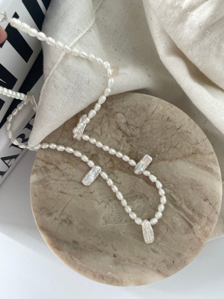 Pearls Aura Baroque Lace Pearl Necklace – Natural Freshwater Pearls & 925 Sterling Silver | Elegant French Style