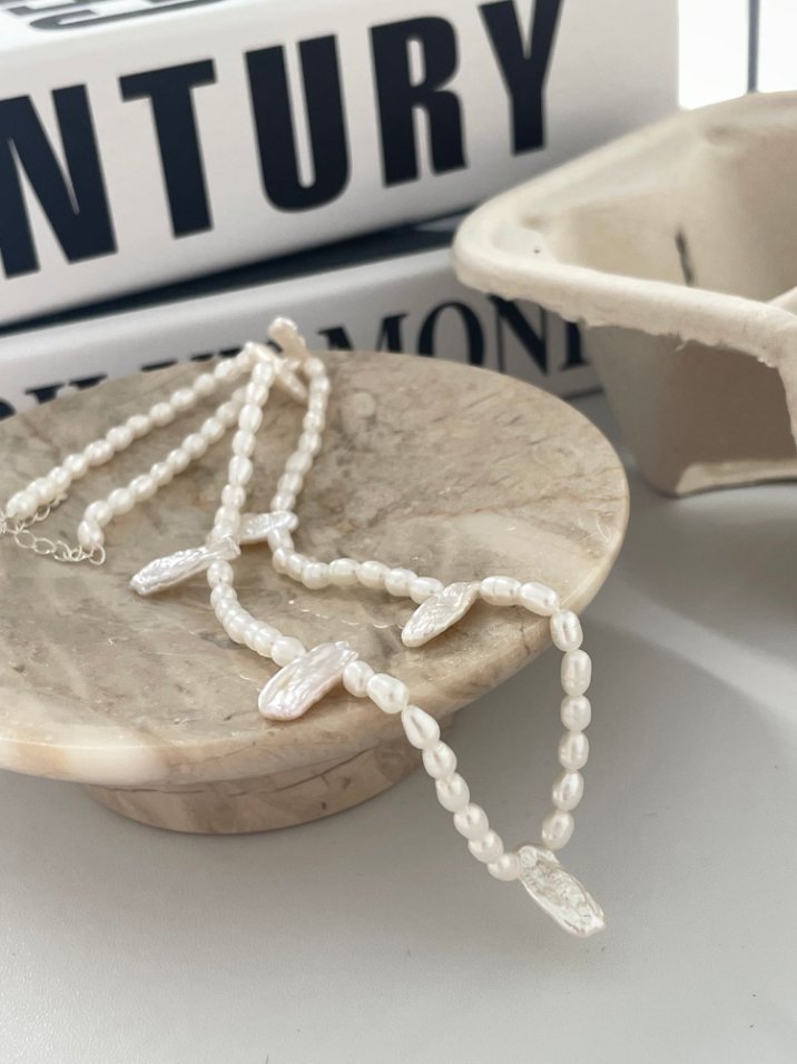 Pearls Aura Baroque Lace Pearl Necklace – Natural Freshwater Pearls & 925 Sterling Silver | Elegant French Style