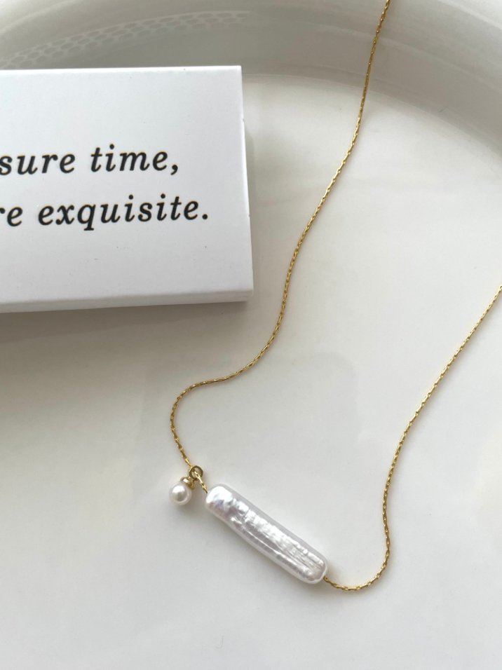 Pearls Aura Baroque Pearl Drop Necklace – 14K Gold Filled | Minimalist Elegant Pendant (42cm)