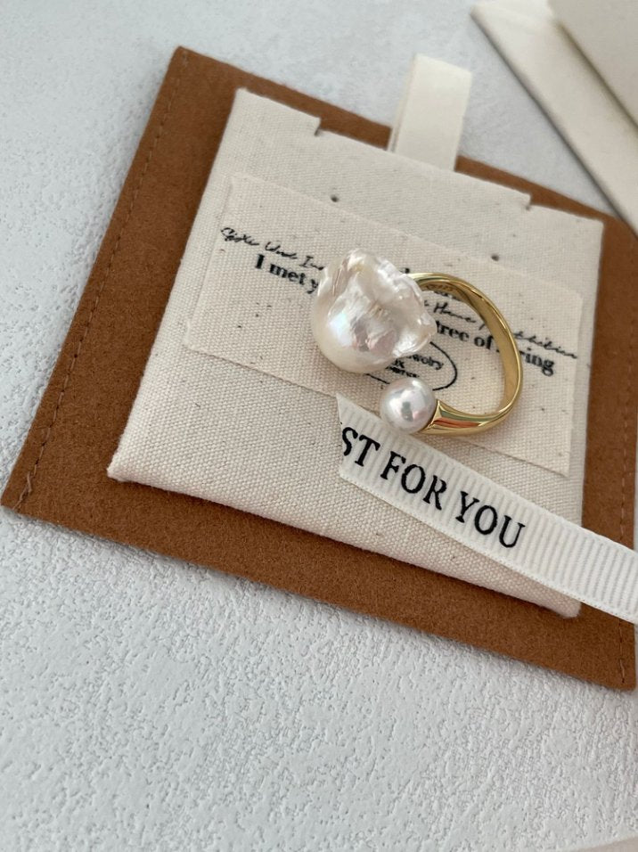 Pearls Aura Baroque Pearl Open Ring – 18K Gold Vermeil on Sterling Silver | Modern Elegance