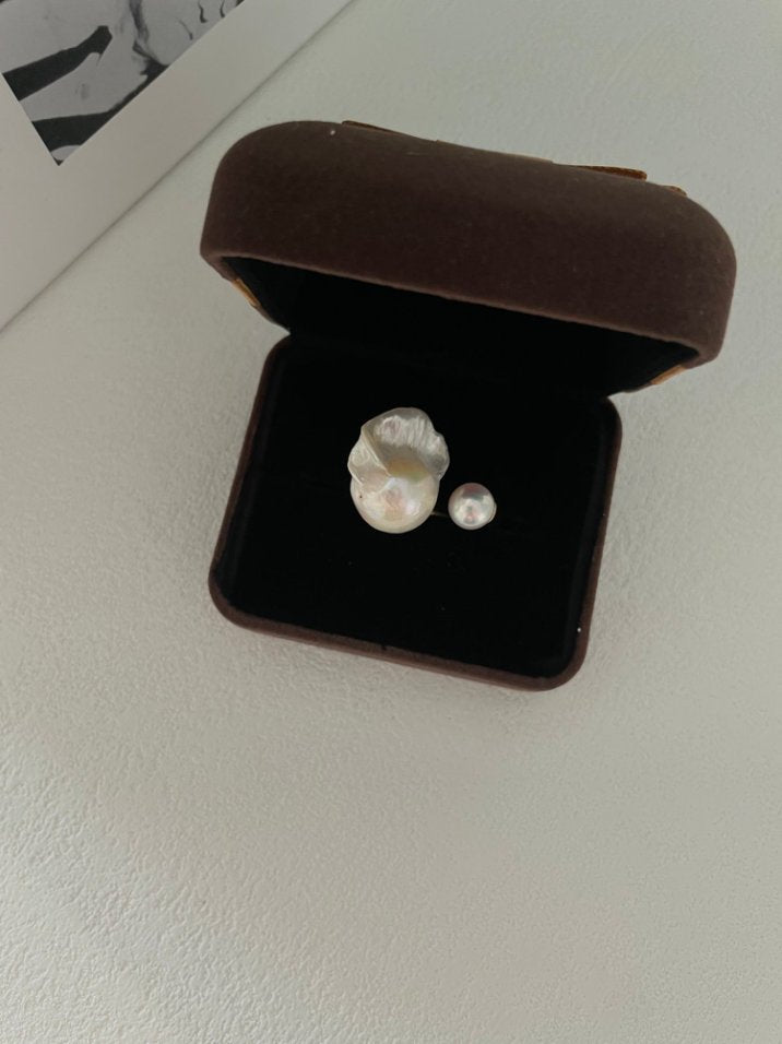Pearls Aura Baroque Pearl Open Ring – 18K Gold Vermeil on Sterling Silver | Modern Elegance