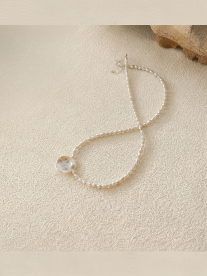 Pearls Aura Baroque “Petal” Pearl Necklace – Natural Freshwater Pearls & Sterling Silver | 41cm + 5cm Adjustable