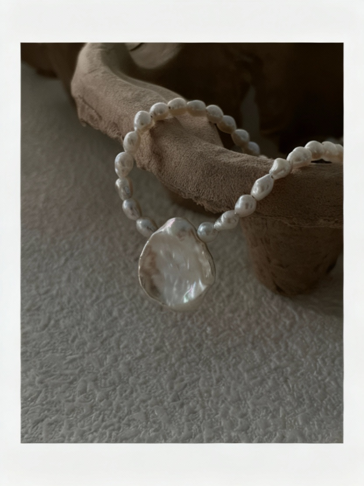 Pearls Aura Baroque “Petal” Pearl Necklace – Natural Freshwater Pearls & Sterling Silver | 41cm + 5cm Adjustable