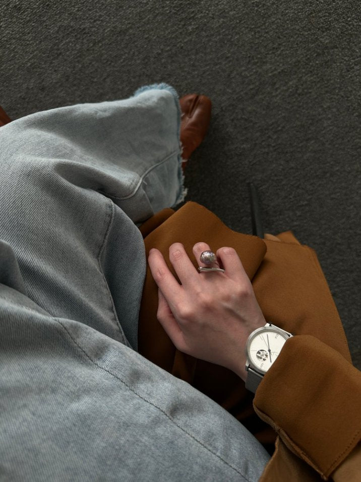 Pearls Aura Dagger Pearl Ring – 925 Sterling Silver | Irregular Baroque Pearl Statement Ring