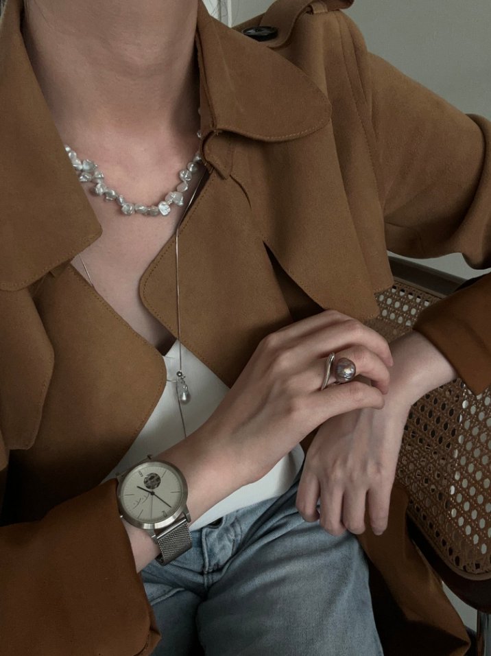 Pearls Aura Dagger Pearl Ring – 925 Sterling Silver | Irregular Baroque Pearl Statement Ring