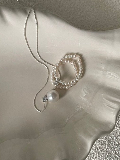 Pearls Aura Double Layer Pearl Ring – Natural Freshwater Pearls & Sterling Silver | Elegant Adjustable Design