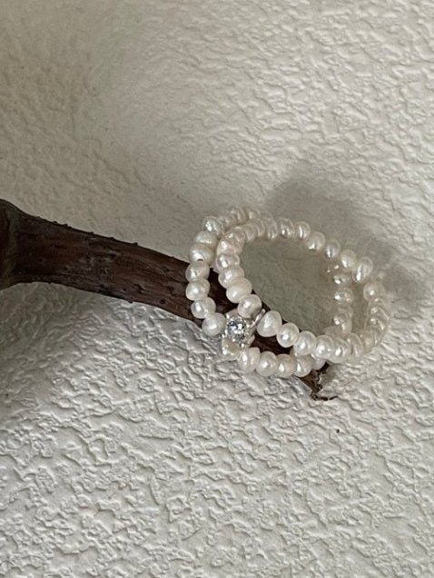 Pearls Aura Double Layer Pearl Ring – Natural Freshwater Pearls & Sterling Silver | Elegant Adjustable Design