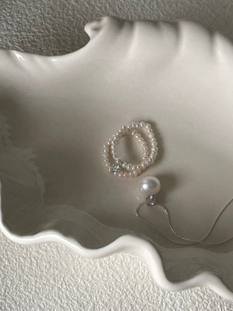 Pearls Aura Double Layer Pearl Ring – Natural Freshwater Pearls & Sterling Silver | Elegant Adjustable Design