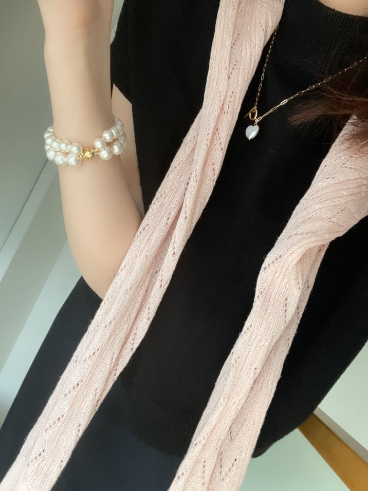 Pearls Aura French Double-Layer Swarovski Pearl Bracelet – 14K Gold Plated Magnetic Clasp