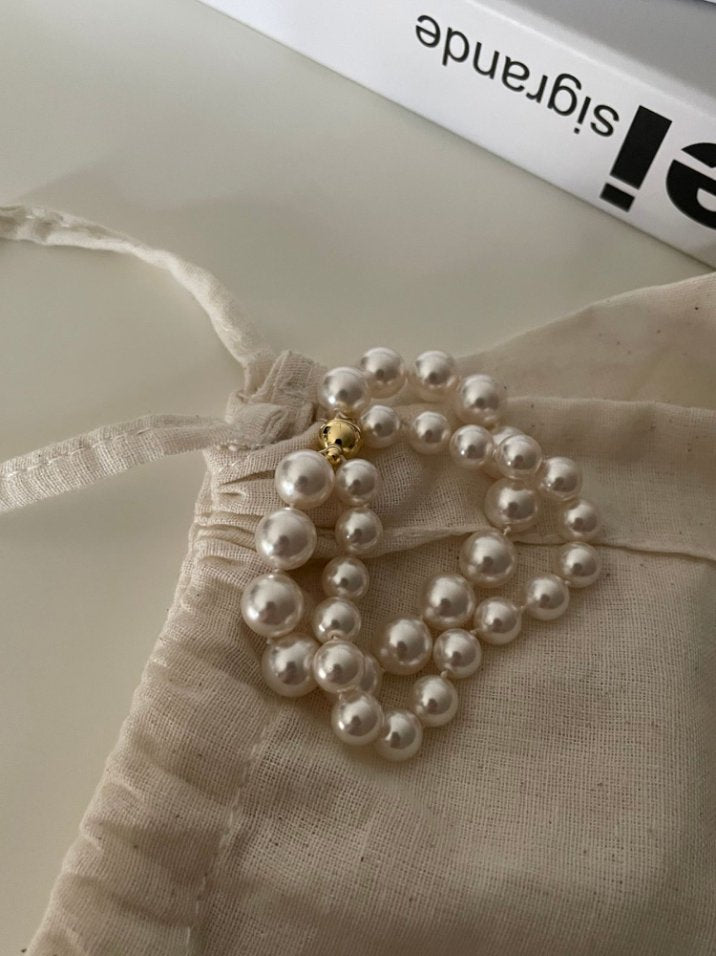 Pearls Aura French Double-Layer Swarovski Pearl Bracelet – 14K Gold Plated Magnetic Clasp