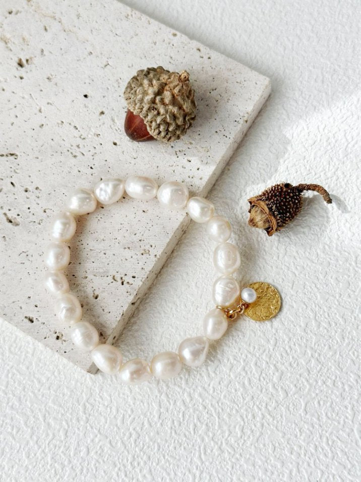 Pearls Aura Gardener Baroque Pearl Bracelet – 14K Gold Filled with 18K Gold Vermeil Coin Charm
