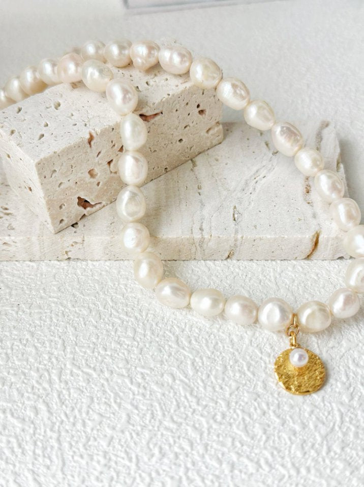 Pearls Aura Gardener Baroque Pearl Necklace – 14K Gold-Filled Chain & 18K Gold Vermeil Coin Charm
