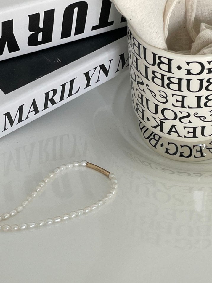 Pearls Aura Golden Smile Pearl Necklace – 14K Gold Filled | Minimalist Freshwater Pearl Design (38cm + 5cm)