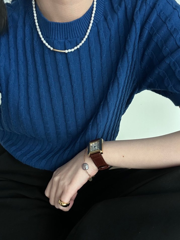 Pearls Aura Golden Smile Pearl Necklace – 14K Gold Filled | Minimalist Freshwater Pearl Design (38cm + 5cm)