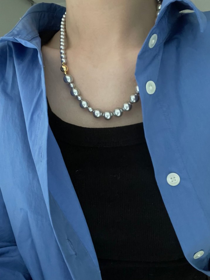 Pearls Aura Gray Swarovski Pearl Necklace – 14K Gold Filled or 925 Sterling Silver Magnetic Clasp