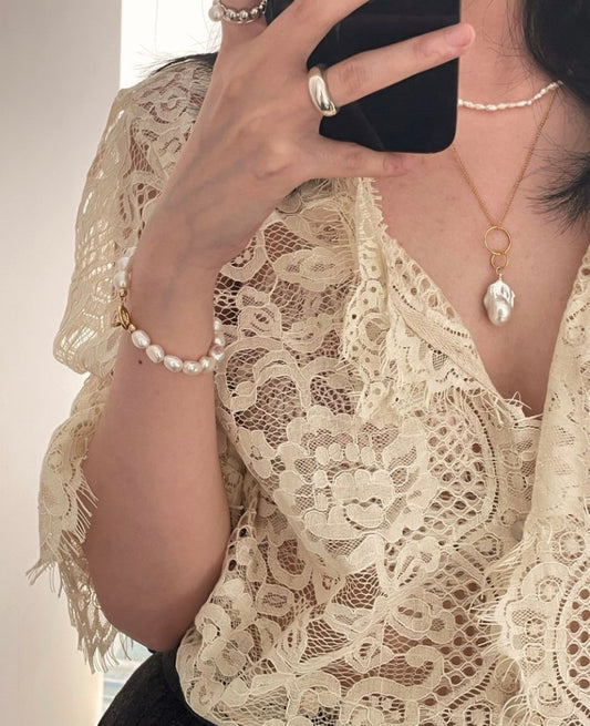 Pearls Aura Irregular Baroque Pearl Bracelet – 14K Gold Filled | Natural Elegance & Timeless Charm