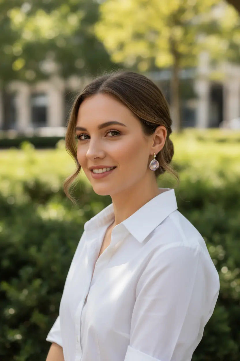 Pearls Aura Lilac Radiance Baroque Pearl Earrings – 18K Gold Plated Sterling Silver | Iridescent Elegance