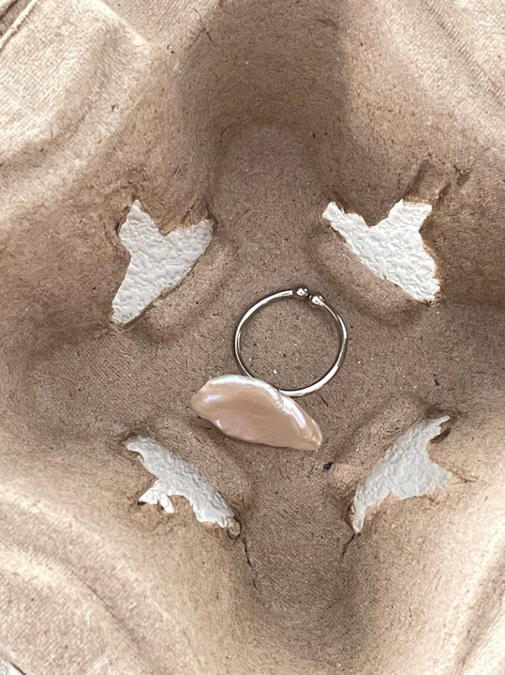 Pearls Aura Petal Open Ring – 925 Sterling Silver | Irregular Natural Elegance