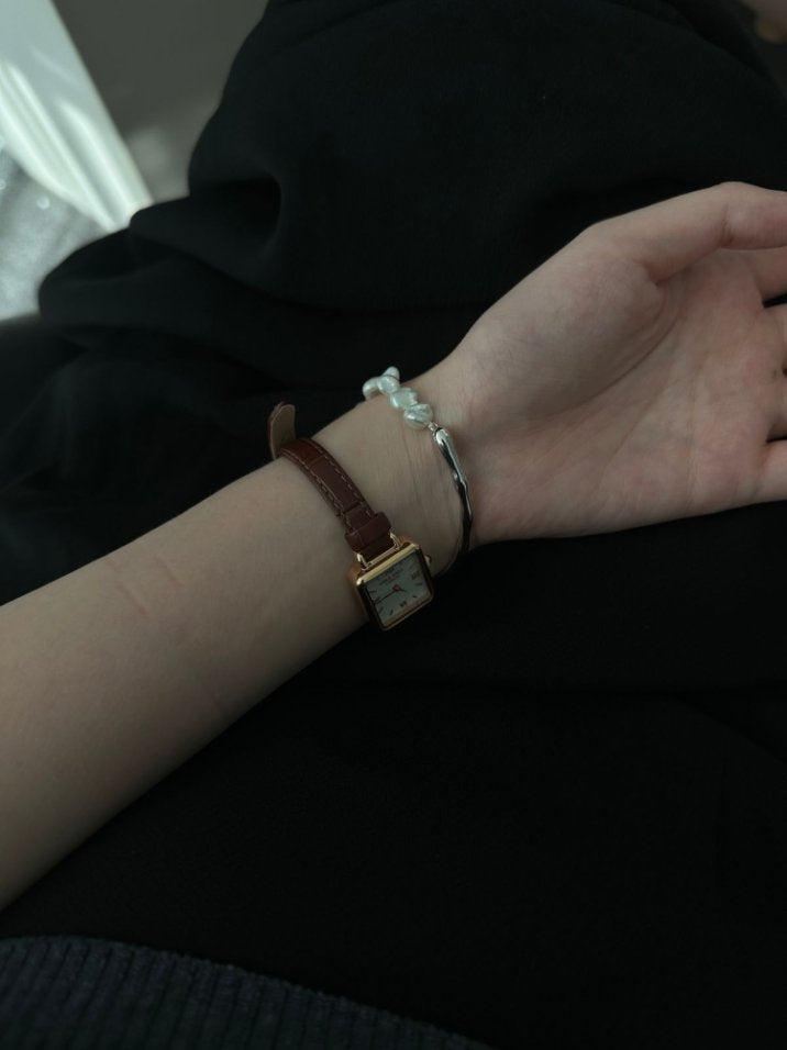 Pearls Aura Petal Pearl Bracelet – Platinum Plated Silver | Elegant Irregular Design (≤16cm)