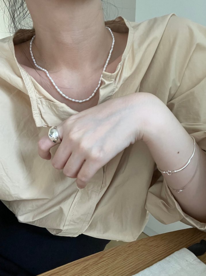 Pearls Aura Rice Pearl Toggle Necklace – 14K Gold Filled | Minimalist Everyday Elegance (42cm)