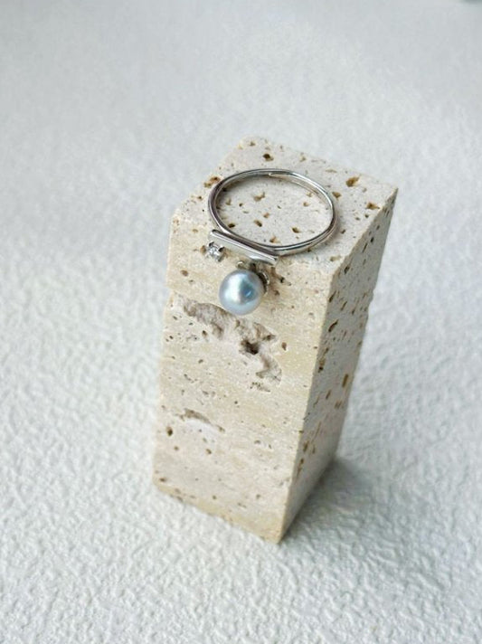 Pearls Aura Square Sugar Pearl Ring – 925 Sterling Silver | Minimalist Modern Elegance