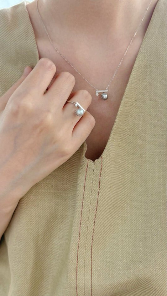 Pearls Aura Square Sugar Pearl Ring – 925 Sterling Silver | Minimalist Modern Elegance