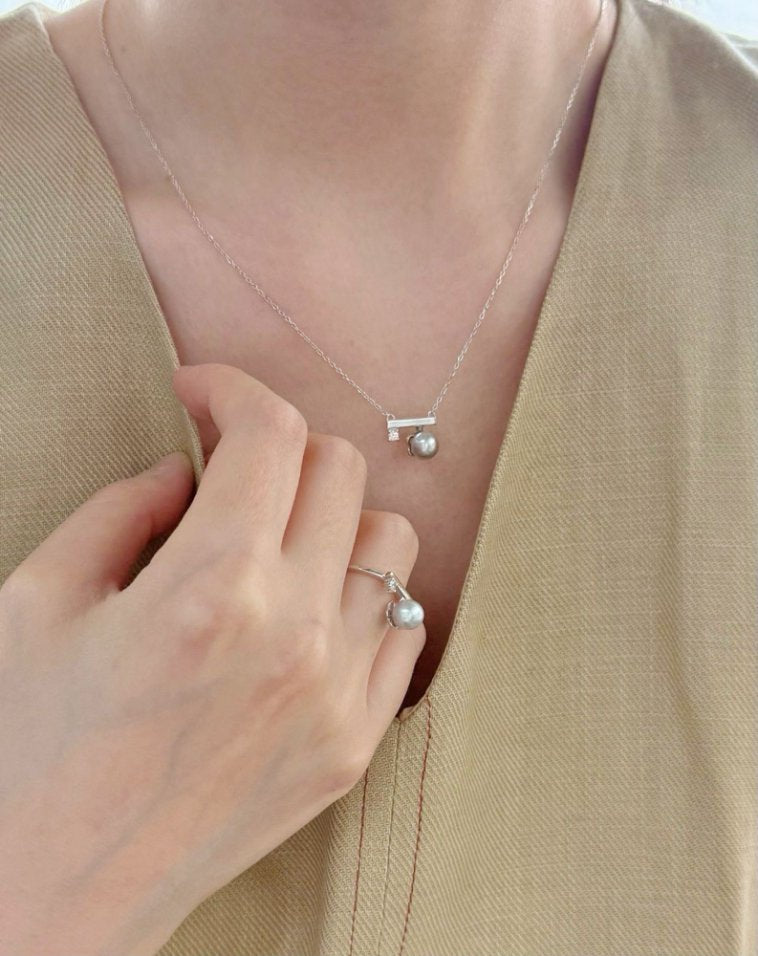 Pearls Aura Square Sugar Pearl Ring – 925 Sterling Silver | Minimalist Modern Elegance