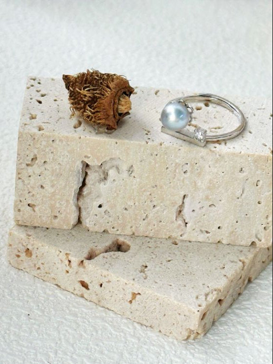 Pearls Aura Square Sugar Pearl Ring – 925 Sterling Silver | Minimalist Modern Elegance