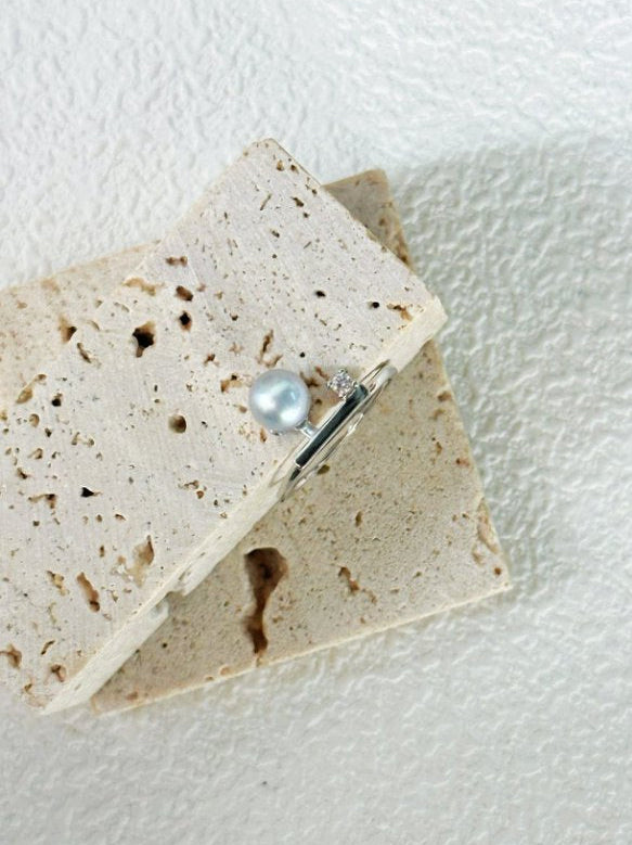 Pearls Aura Square Sugar Pearl Ring – 925 Sterling Silver | Minimalist Modern Elegance