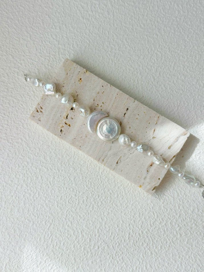 Pearls Aura Sun & Moon Baroque Pearl Bracelet – Sterling Silver | 14.5cm + 5cm Adjustable