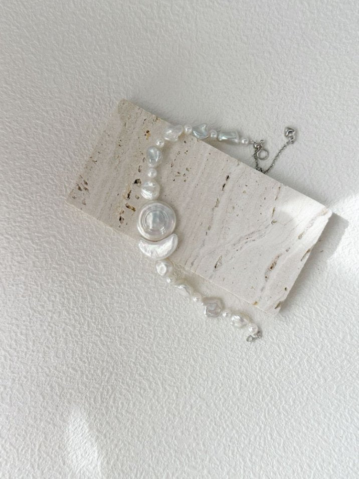 Pearls Aura Sun & Moon Baroque Pearl Bracelet – Sterling Silver | 14.5cm + 5cm Adjustable