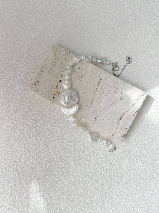 Pearls Aura Sun & Moon Baroque Pearl Bracelet – Sterling Silver | 14.5cm + 5cm Adjustable