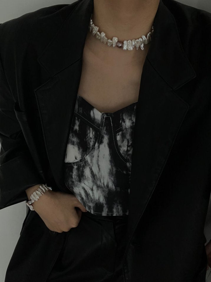 Pearls Aura Sunflower Baroque Pearl Bracelet – Elastic Design | Natural Irregular Pearls