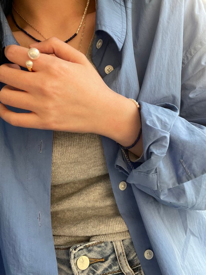 Pearls Aura Swarovski Double Pearl Open Ring – 18K Gold Plated Sterling Silver | Adjustable Statement Ring