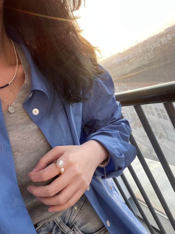 Pearls Aura Swarovski Double Pearl Open Ring – 18K Gold Plated Sterling Silver | Adjustable Statement Ring