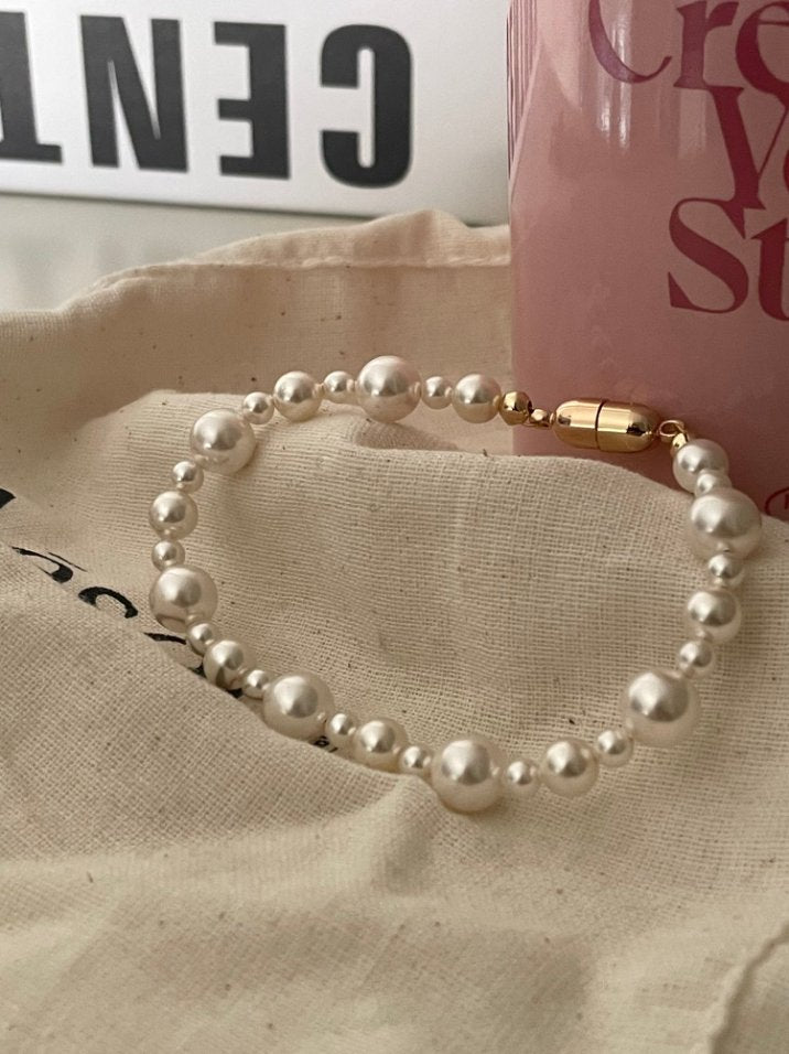 Pearls Aura Swarovski Mixed Pearl Magnetic Bracelet – 14K Gold Plated