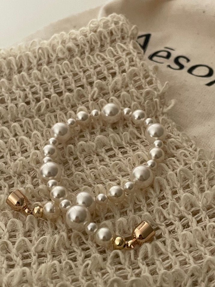 Pearls Aura Swarovski Mixed Pearl Magnetic Bracelet – 14K Gold Plated