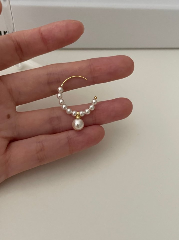 Pearls Aura Swarovski Pearl C-Hoop Earrings – 14K Gold Filled | Elegant Minimalist Pearl Hoops