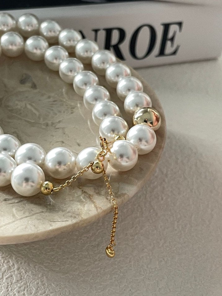 Pearls Aura Swarovski Pearl Necklace – 10mm Pearls with 18K Gold-Plated Silver Accent Bead