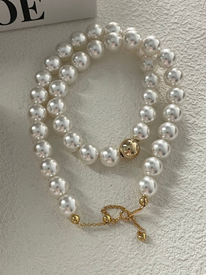 Pearls Aura Swarovski Pearl Necklace – 10mm Pearls with 18K Gold-Plated Silver Accent Bead
