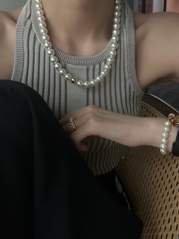 Pearls Aura Swarovski Pearl Necklace – 10mm Pearls with 18K Gold-Plated Silver Accent Bead