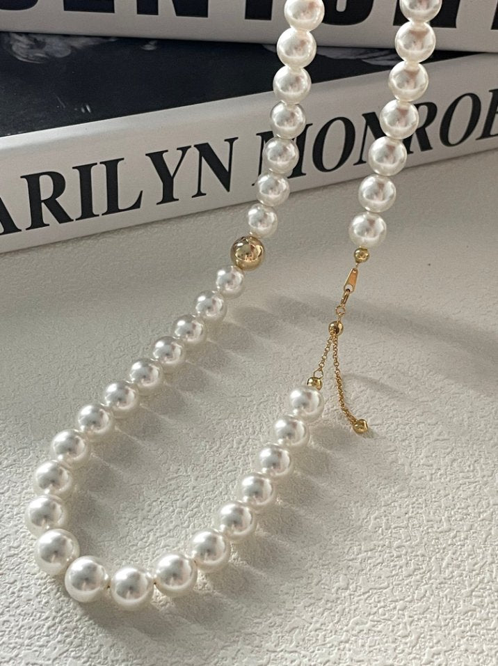 Pearls Aura Swarovski Pearl Necklace – 10mm Pearls with 18K Gold-Plated Silver Accent Bead