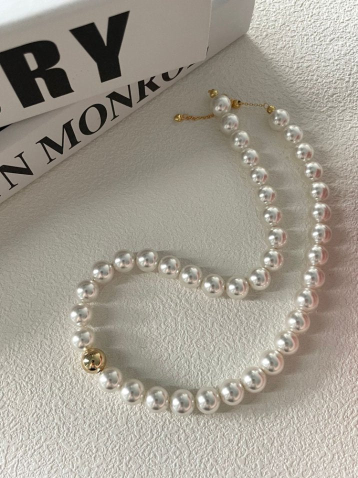 Pearls Aura Swarovski Pearl Necklace – 10mm Pearls with 18K Gold-Plated Silver Accent Bead