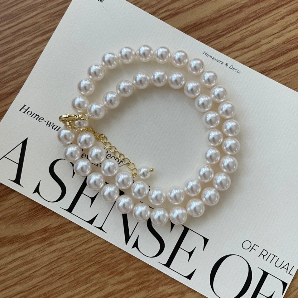 Pearls Aura Elegant Swarovski Pearl Necklace – 14k Gold Plated 